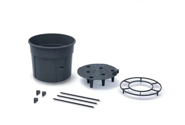 Kinekus Kvetináč s oporou na paradajky ø 39,2cm, výška 153cm, plast, antracit