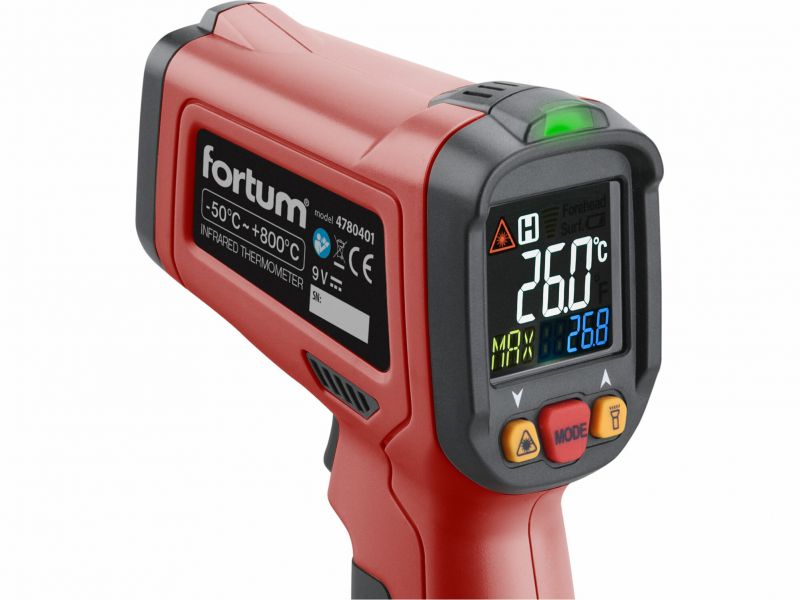 FORTUM teplomer bezkontaktný so sondou, -50 °C až 800 °C 4780401