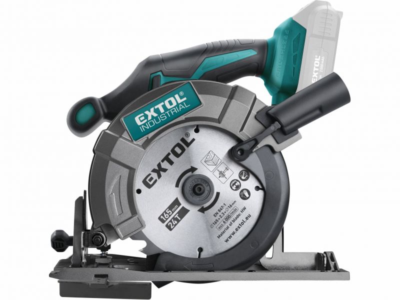 EXTOL INDUSTRIAL Píla okružná akumulátorová Share20V, bezuhlíkový motor, bez aku a nabíjačky, 165mm