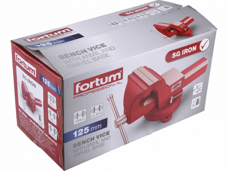 FORTUM Zverák otočný 125mm s kovadlinou