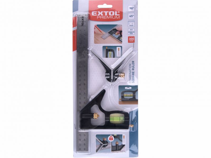 EXTOL PREMIUM Uholník posuvný 300mm, s vystredovačom na kruhy