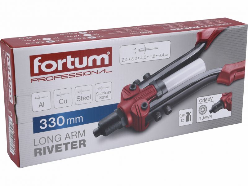 FORTUM Kliešte nitovacie pákové obojručné, 330mm, Cr-Mo