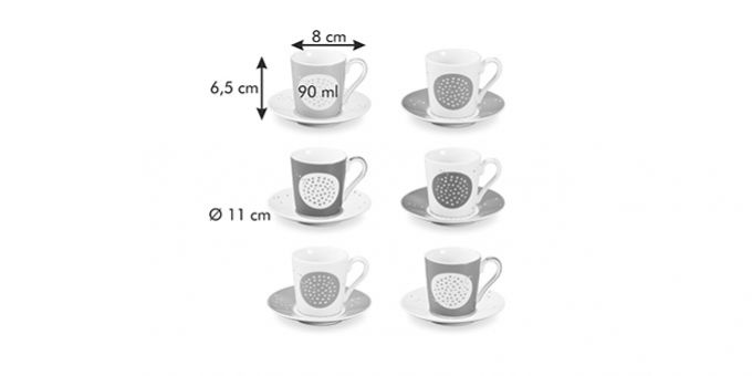 Kinekus Šálka espresso s podšálkou myCOFFEE, 6ks, Sugar