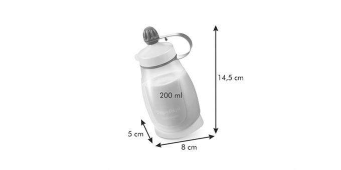 TESCOMA Pružná fľaša PAPU PAPI 200 ml, s lyžičkou, ružová