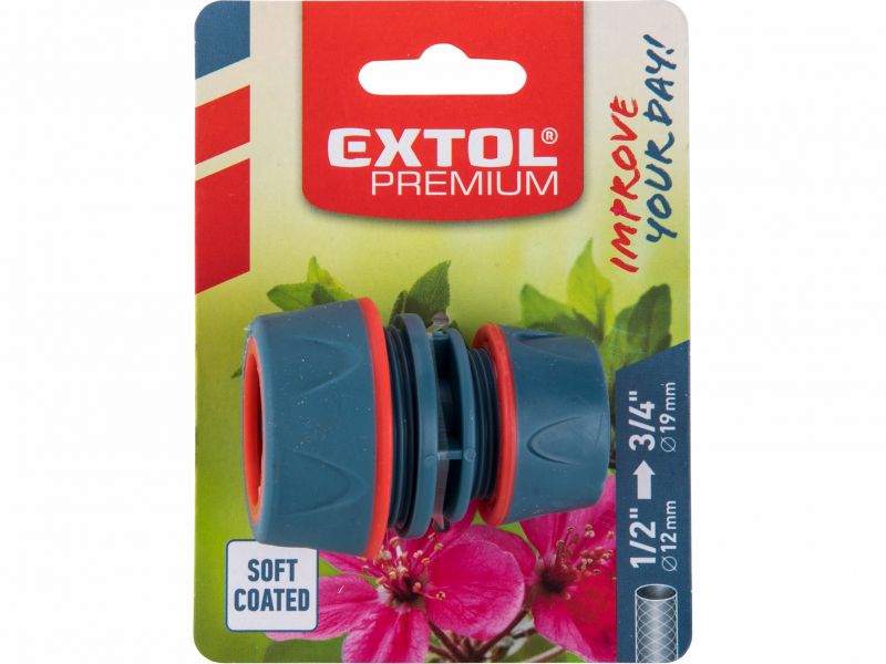 EXTOL PREMIUM Spojka na hadice plastová 3/4" na 1/2''