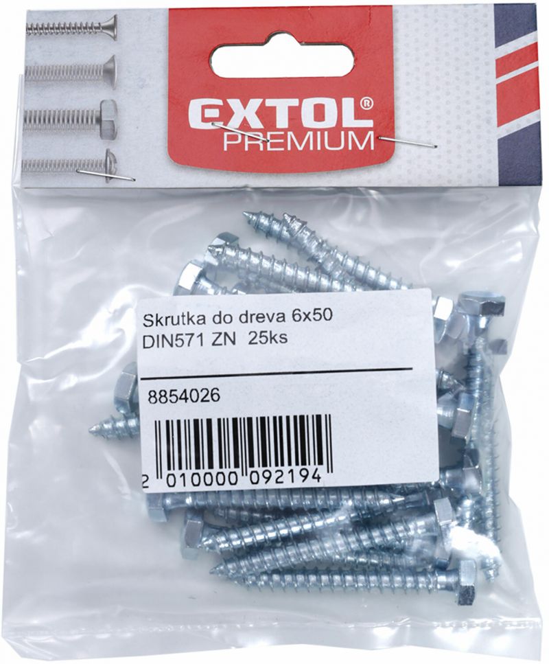 EXTOL PREMIUM Skrutka do dreva 8x40 DIN571 ZN 12ks