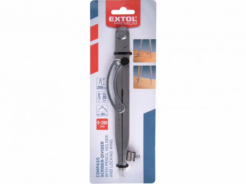 EXTOL PREMIUM Kružidlo s držiakom na ceruzku, 200 mm