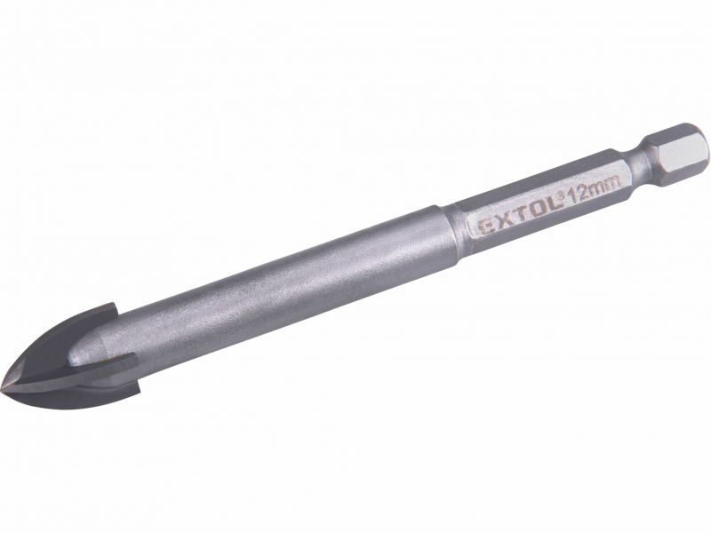 EXTOL PREMIUM Vrták do skla 12x90mm, šesťhranná 1/4" stopka