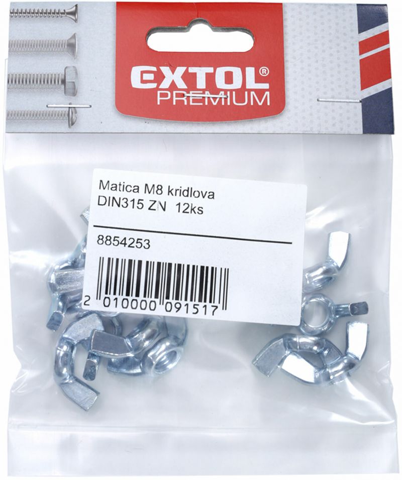 EXTOL PREMIUM Matica M12 krídlová DIN315 ZN 4ks