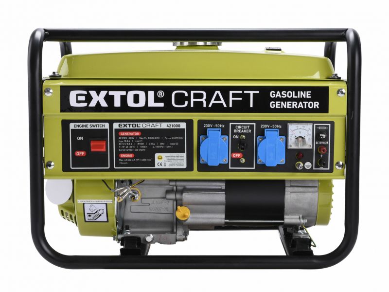 EXTOL CRAFT Elektrocentrála rámová benzínová 1F, 2,8kW, 6,5HP