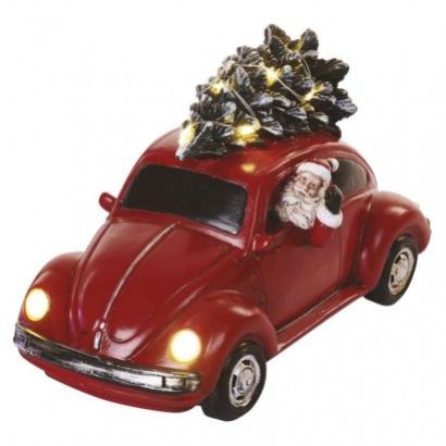 Vianočné auto Santa 10Led Plast červené