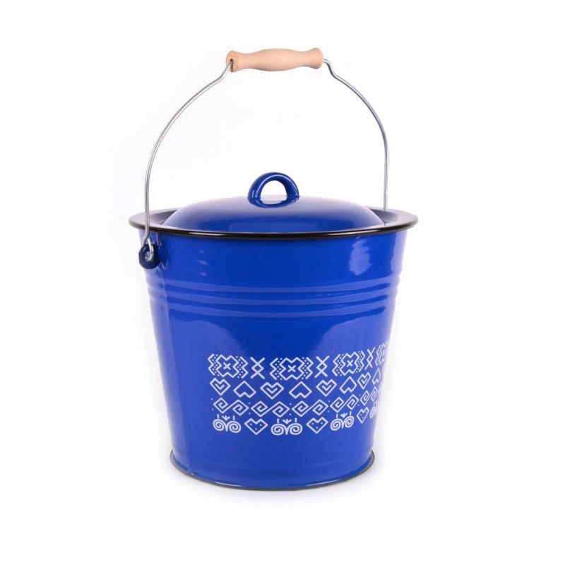Kinekus Vedro smaltované 10l/28cm s pokrievkou, dekor Čičmany