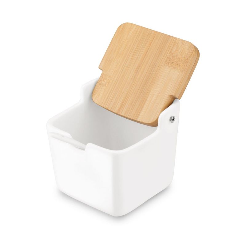 Kinekus Cukornička 270ml s lyžičkou, porcelán/bambus, biela