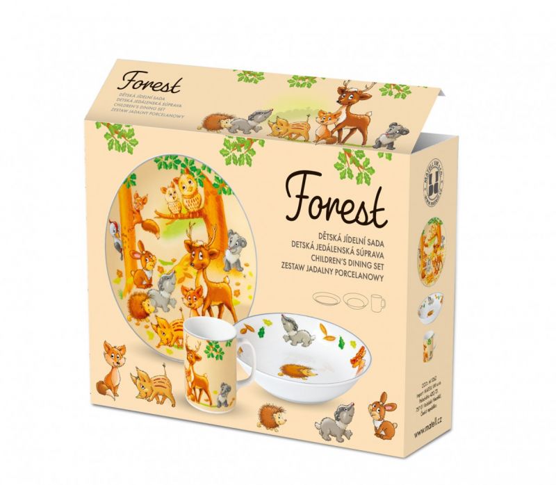 Tanier detský porcelánový 3-dielna sada LESNÉ ZVIERATKÁ foto2