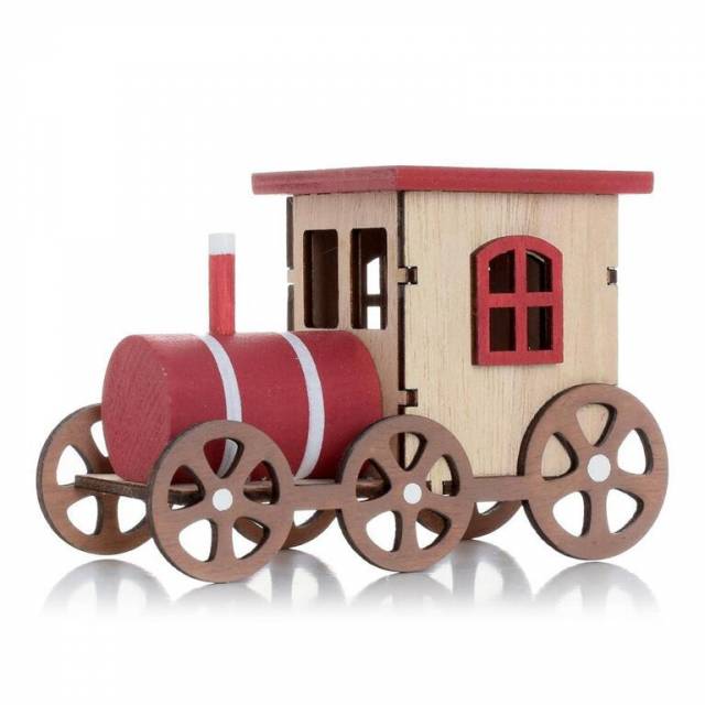 Kinekus Dekorácia vlak 11,5x5,5x7,5 cm drevo červeno-natur