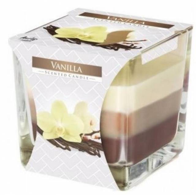 Kinekus Sviečka v skle TRIKOLÓRA vanilka