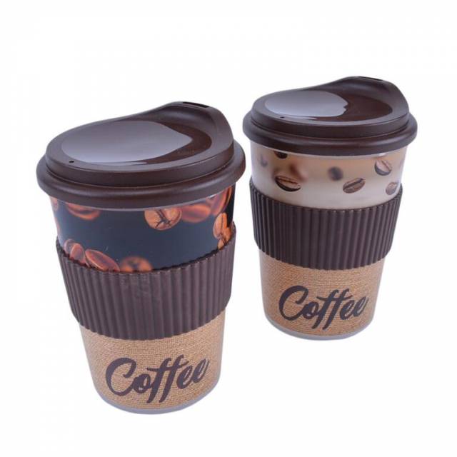 Kinekus Pohár na kávu plastový s viečkom, 250 ml Coffee