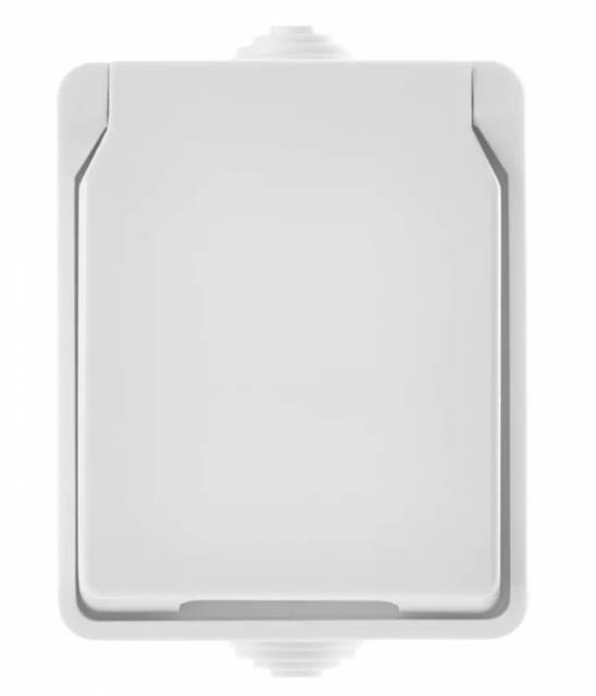 EMOS Zásuvka nástenná IP54 biela
