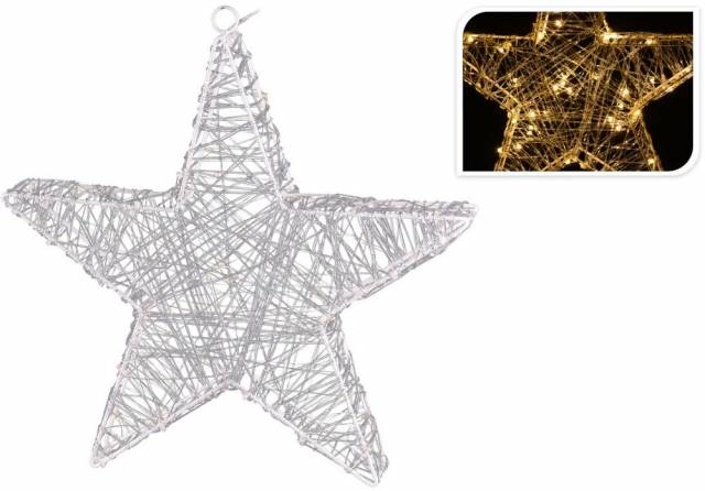 Kinekus Svetlo vianočné 30 LED teplé biele hviezda 30 cm s časovačom baterky