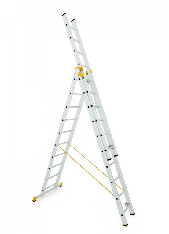 Rebrík hliníkový PROFI 3x10, univerzálny, trojdielny, výsuvný