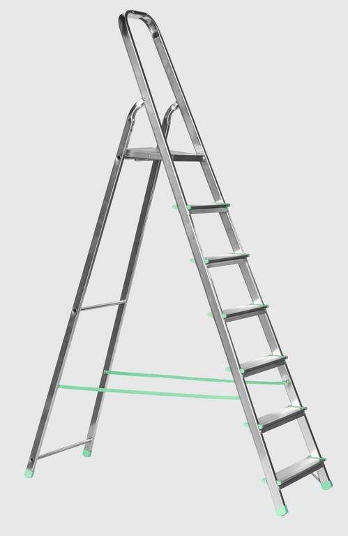 Rebrík ALW 7-stupňový, jednostranný s plošinkou, schodíky