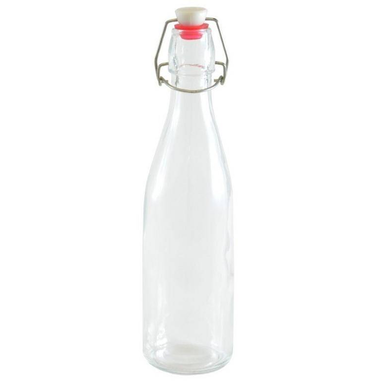 Fľaša sklenená 1L s patentným uzáverom, okrúhla