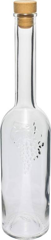 Sklenená fľaša na alkohol s dekorom 500 ml, gumená zátka