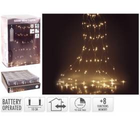 Svetlo vianočné kaskáda 40 LED teplé biele, s časovačom, s funkciami, baterky, vonkajšie/vnútorné