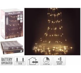 Svetlo vianočné kaskáda 80 LED teplé biele, s časovačom, s funkciami, baterky, vonkajšie/vnútorné