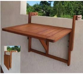 Stôl na balkón sklápací 60x45cm IDA, na zábradlie, drevo