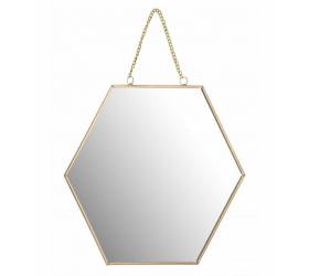 Zrkadlo nástenné 6-hranné, priemer 30cm, zlatá farba