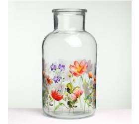 Váza 10x10x21 cm sklo kvety