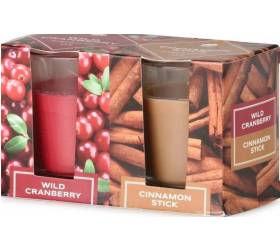 Sviečka vonná Sklo 52x65 mm 2 ks v krabičke Wild Cranberry & Cinnamon