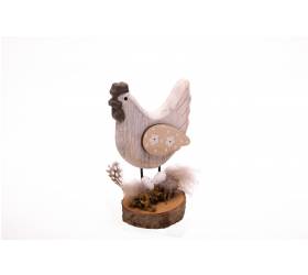 Postavička sliepka/kohút na podstavci 10x6,5x13 cm drevo mix