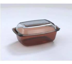 Misa/pekáč hranatý hnedé sklo s čírym vekom AMBER 3,50+1,60 L