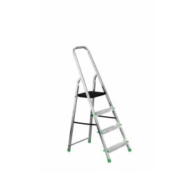 Rebrík, schodíky hliníkový ALW 1x4, jednostranný, priečkový, s plošinkou