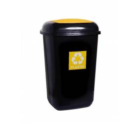 Kôš na separovaný odpad plastový 45 l, QUATRO, žltý - plast