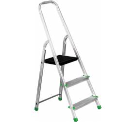 Rebrík, schodíky hliníkový ALW 1x3, jednostranný, priečkový, s plošinkou