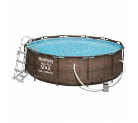 Bazén kruhový Bestway DELUXE 366 x 100 cm s rebríkom a filtráciou, vzor RATAN, nadzemný
