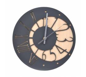 Nástenné hodiny dizajn KLASIC, priemer 30cm, breza/antracit