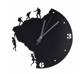 Nástenné hodiny dizajn HOROLEZCI, priemer 30 cm, čierne