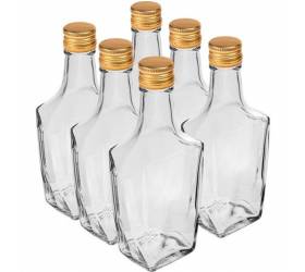 Fľaša sklo 250ml hranatá, na alkohol, s uzáverom na závit ART DECO 12ks/bal KLC
