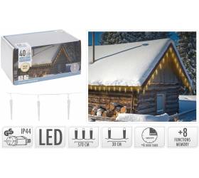 Svetlo vianočné cencúle 40 LED teplé biele s časovačom, s funkciami, vonjakšie