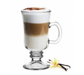 Hrnček sklenený, na kávu, latte, 200ml, na stopke, VENEZIA, IRISH COFFEE