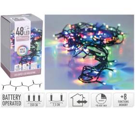 Svetlo vianočné 48 LED farebné, s časovačom a funkciami, vonkajšie / vnútorné