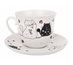 Šálka s podšálkou na čaj, kávu, porcelánová, 470ml, JUMBO, 1+1 ks