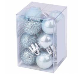 Modrá vianočná guľa, plastová, 2 cm, sada 12 ks, modrá mix