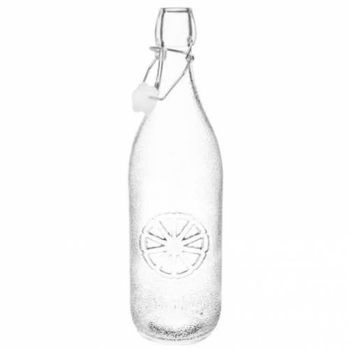 Flaša sklo s patentným uzáverom, dekor citrón 1L