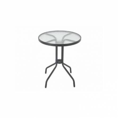 Stôl NINA 60cm, kov+sklo, čierny