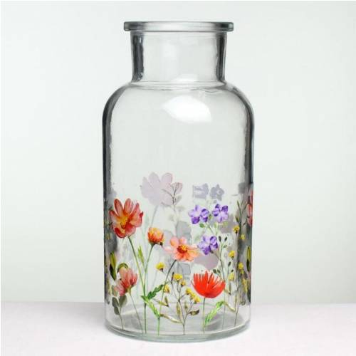 Váza 8x8x16,5 cm sklo kvety